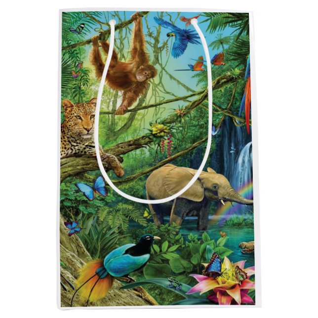 Animals living together throw pillow medium gift bag (Front)