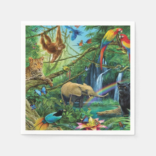 Animals living together throw pillow napkin (Front)