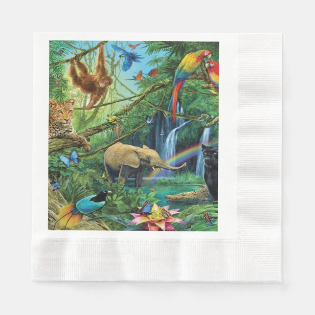 Animals living together throw pillow napkin (Front)