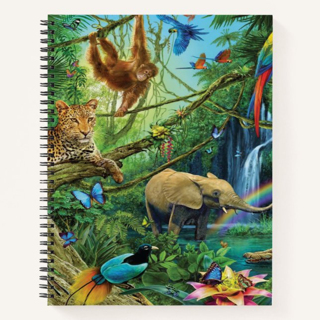 Animals living together throw pillow notebook (Front)