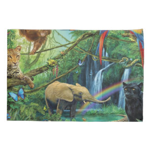 Animals living together throw pillow pillowcase