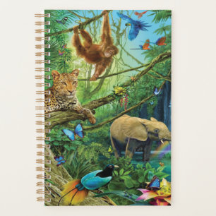Animals living together throw pillow planner