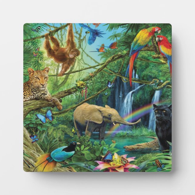 Animals living together throw pillow plaque (Front)