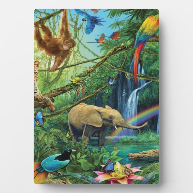 Animals living together throw pillow plaque (Front)