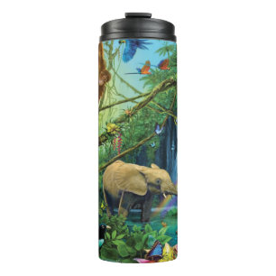 Animals living together throw pillow thermal tumbler