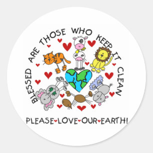 Animals Love Our Earth Classic Round Sticker