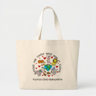 Animals Love Our Earth Large Tote Bag