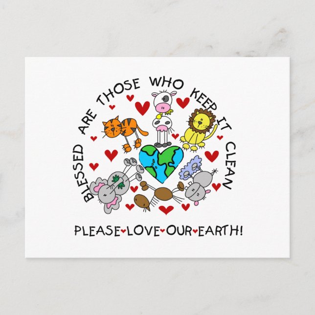 Animals Love Our Earth Postcard (Front)