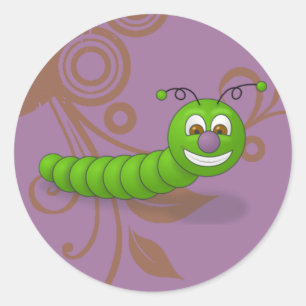 Animals & Nature Sticker, Worm Classic Round Sticker