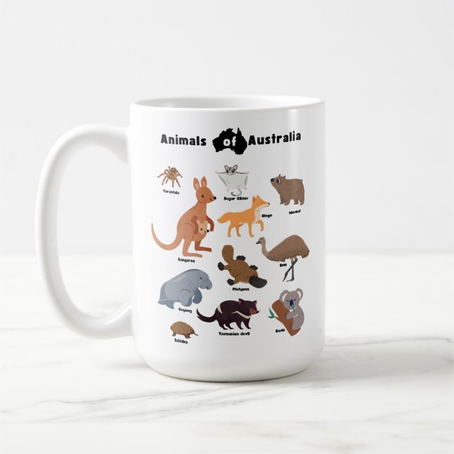 Animals of Australia Aussie Wildlife Coffee Mug (Left)