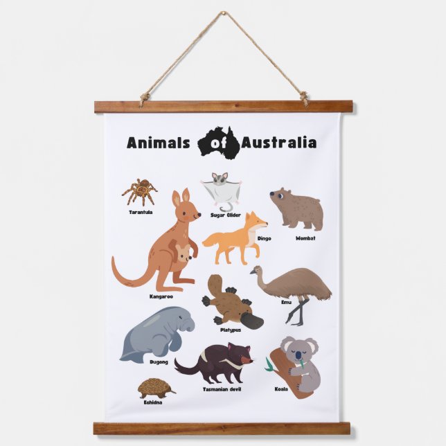 Animals of Australia Aussie Wildlife Hanging Tapestry (Front)