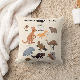 Animals of Australia Aussie Wildlife Throw Pillow
