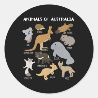 Animals Of Australia Australian Animal Educational Classic Round Sticker