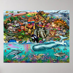 Animals of Land and Sea Poster