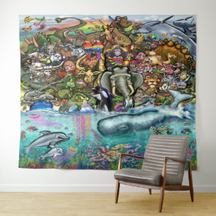 Animals of Land and Sea Tapestry