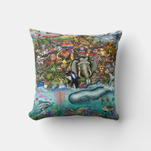 Animals of Land and Sea Throw Pillow