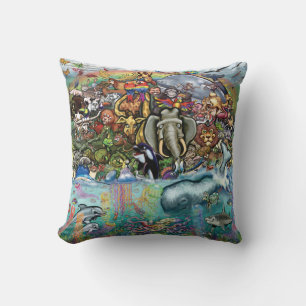 Animals of Land and Sea Throw Pillow