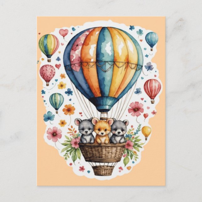 Animals On A baloon Postcard (Front)