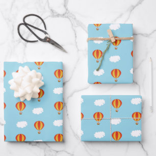 Animals on hot air balloon wrapping paper sheet