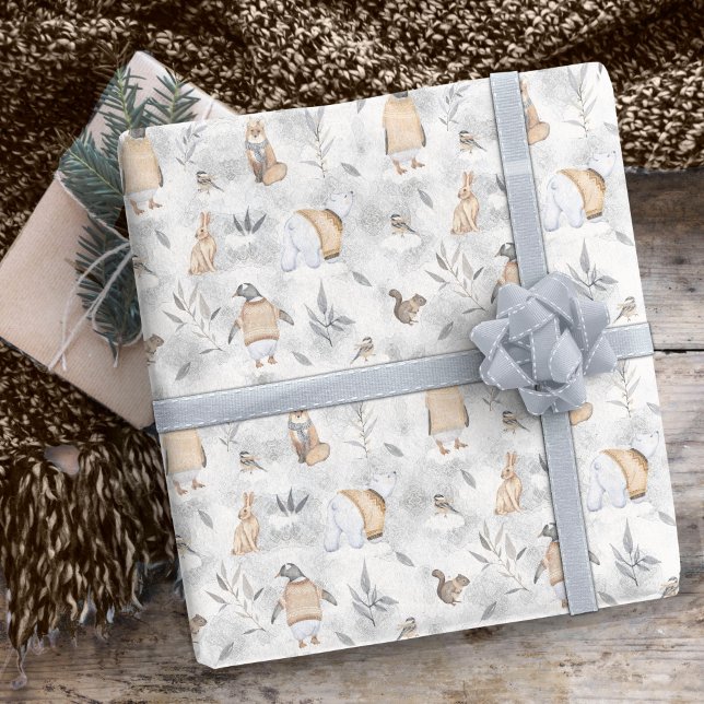 Animals on Ice Christmas Tan ID987 Wrapping Paper (Creator Uploaded)