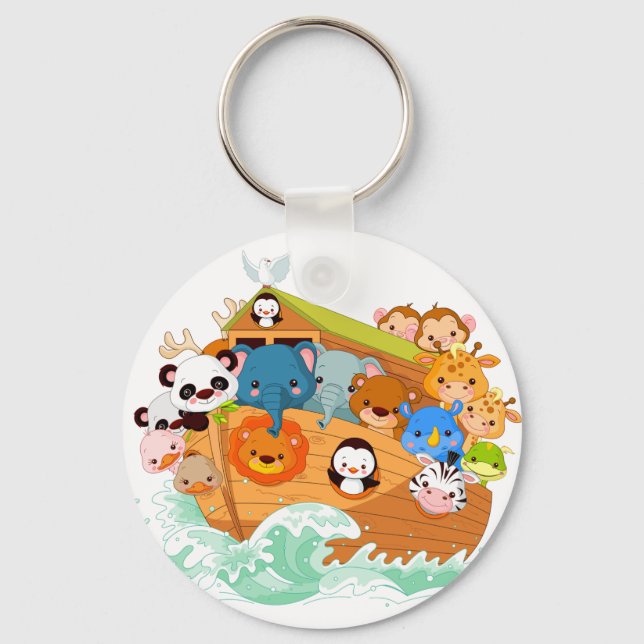Animals On Noahs Art Keychain (Front)