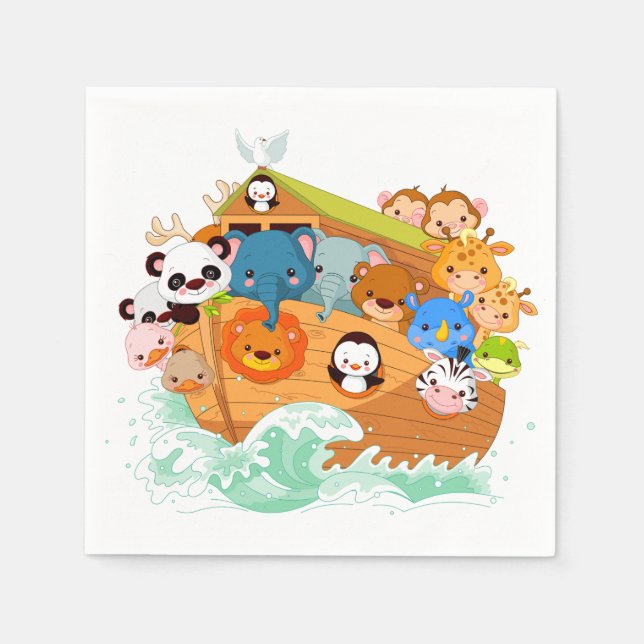 Animals On Noahs Art Paper Napkins (Front)