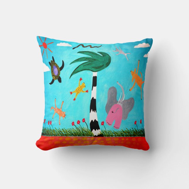 Animals On The Wind Throw Pillow (Front)