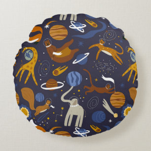 Animals Outer Space Collection Cojin Round Pillow