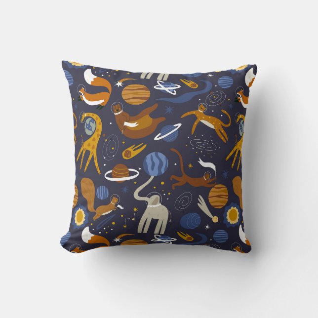 Animals Outer Space Collection Cojin Throw Pillow (Front)