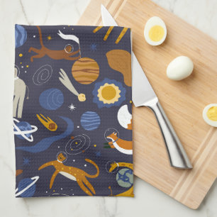 Animals Outer Space Kitchen Towel