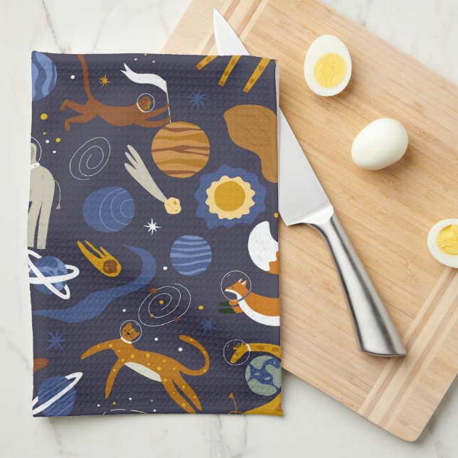 Animals Outer Space Kitchen Towel (Quarter Fold)