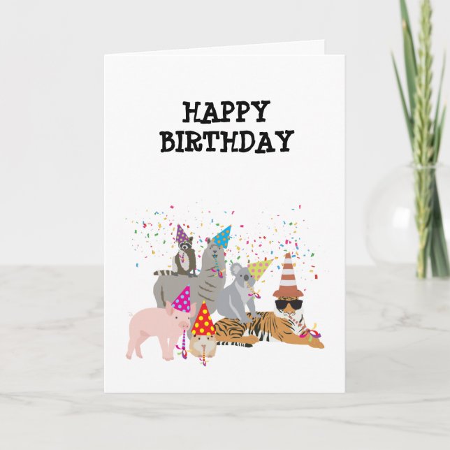 Animals Partying - Animals at Birthday Party Card (Front)