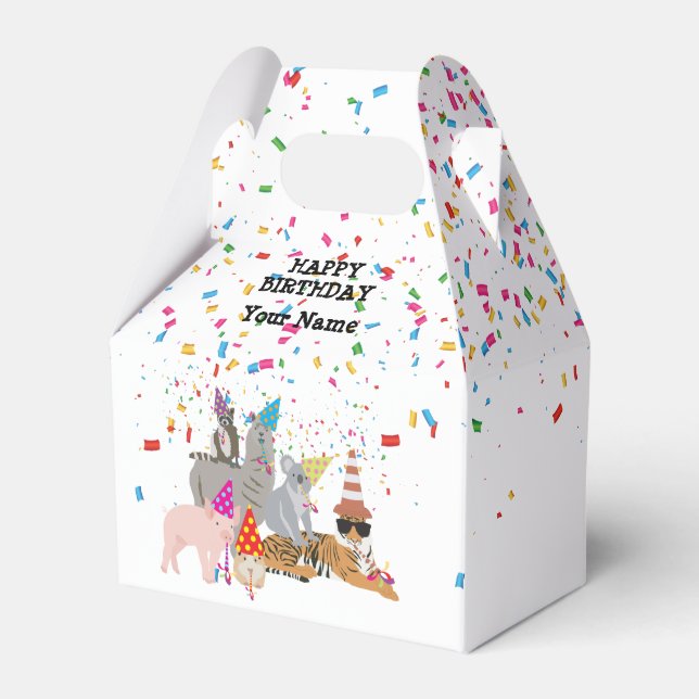 Animals Partying - Animals at Birthday Party  Favor Box (Front Side)