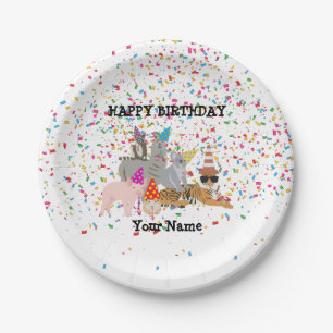 Animals Partying - Animals at Birthday Party  Paper Plate