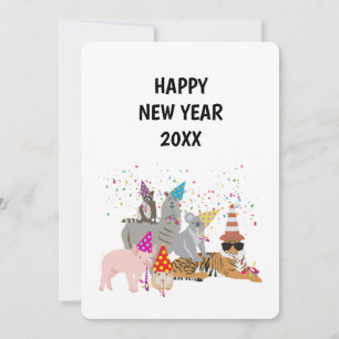 Animals Partying - Animals Holiday New Years Card