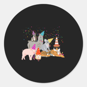 Animals Partying Cute Animals Having A Party _1  Classic Round Sticker