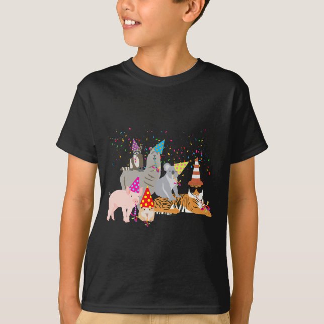 Animals Partying Cute Animals Having A Party _1  T-Shirt (Front)
