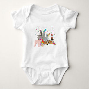 Animals Partying - Cute Animals Having a Party Baby Bodysuit