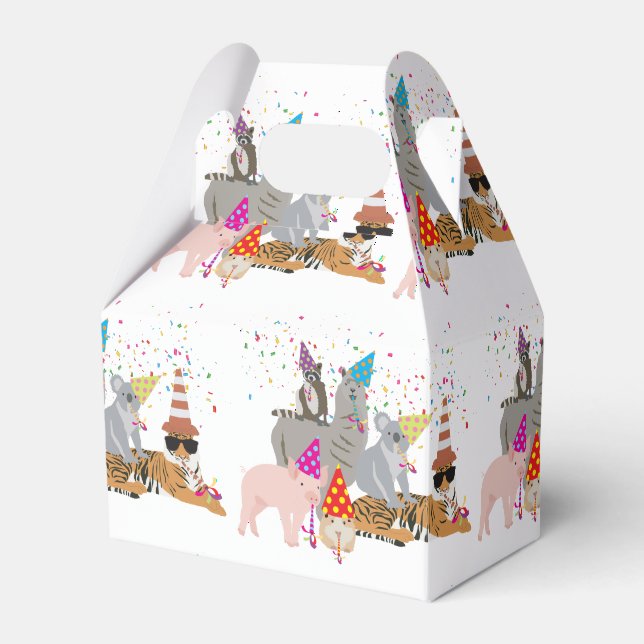 Animals Partying - Cute Animals Having a Party Favor Box (Front Side)