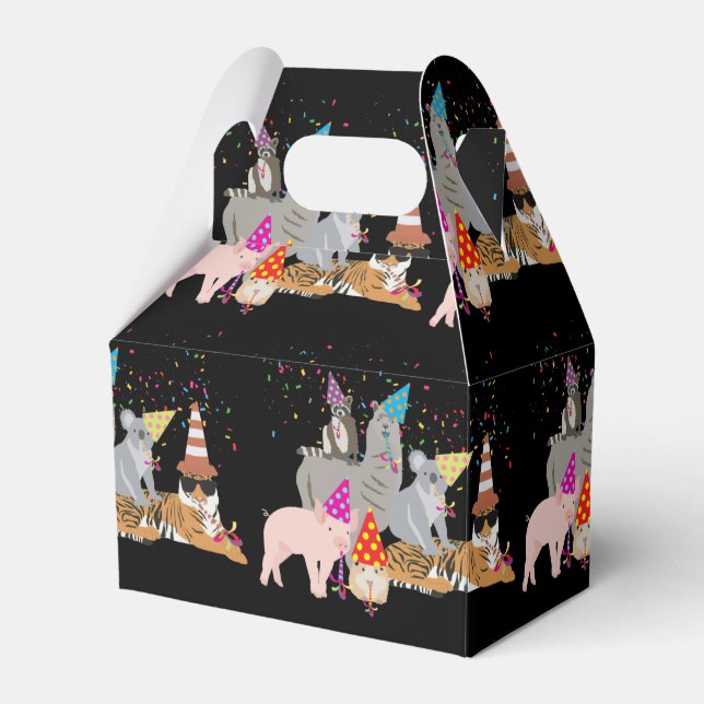 Animals Partying - Cute Animals Having a Party Favor Box (Front Side)