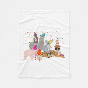 Animals Partying - Cute Animals Having a Party Fleece Blanket