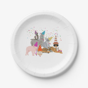 Animals Partying - Cute Animals Having a Party Paper Plate