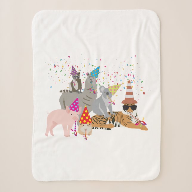 Animals Partying - Cute Animals Having a Party Sherpa Blanket (Front)