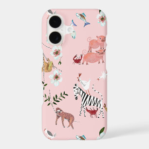 Animals Pink Sloths & Zebra Cute Pattern