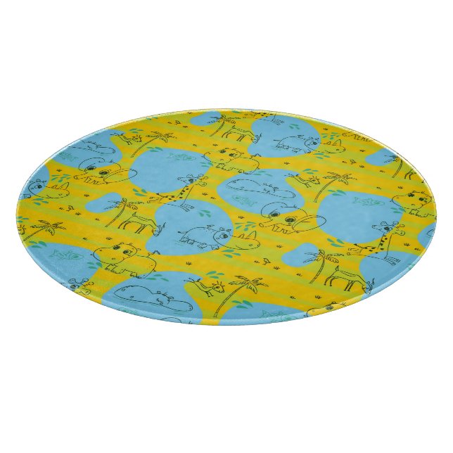 Animals playing baby pattern background cutting board (Corner)