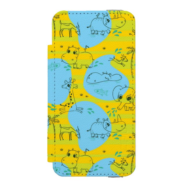 Animals playing baby pattern background incipio iPhone wallet case (Folio Front)
