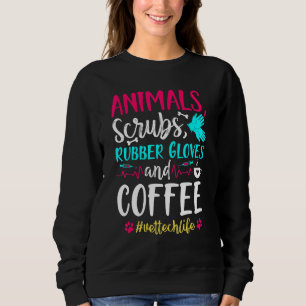 Animals Scrubs Gloves  Vet Tech Veterinarians Stud Sweatshirt