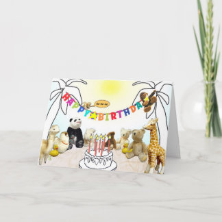 Animals Seven Candles Birthday Card