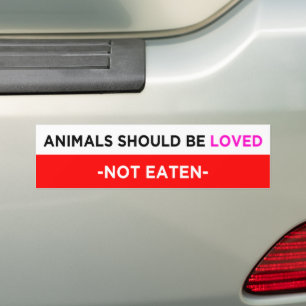 animals should be loved not eaten vegan bumper sticker