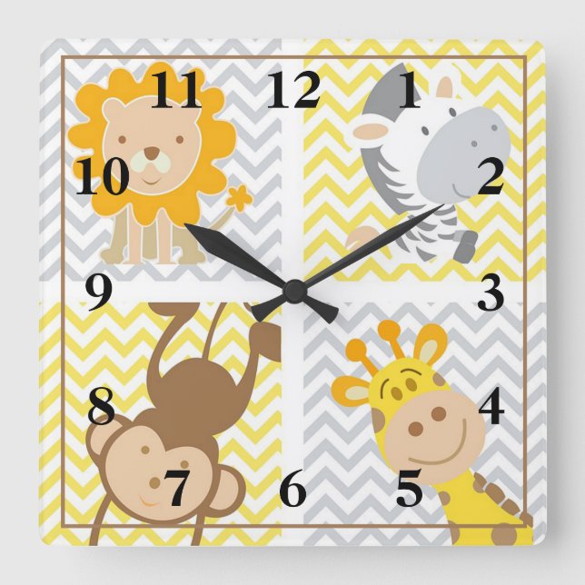 Animals Square Wall Clock (Front)